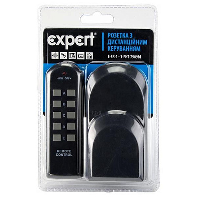 Розетка з дистанцiйним керуванням Expert Power 1+1 IP44 з заземленням чорна