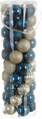 Набор елочных шаров пластиковых серебряно-синий d60 мм 50 шт./уп. 