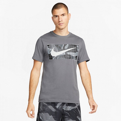 Футболка Nike M NK DF TEE CAMO FJ2446-068 р.S сірий