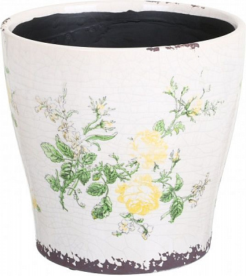 Кашпо керамічне Чайна троянда круглий (Y473-183/2-1) жовтий