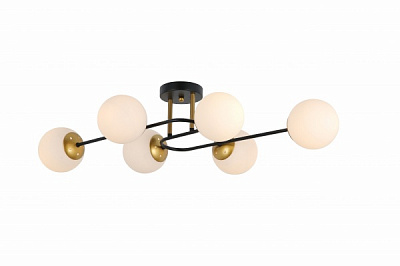 Люстра потолочная WunderLicht 6x40 Вт E14 черный с золотом OM8147-46 