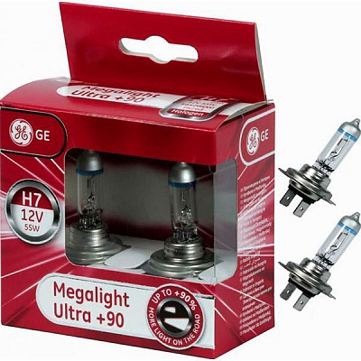 Лампа галогенна GENERAL ELECTRIC Megalight Ultra +90 (58520SXU) H7 PX26d 12 В 55 Вт 2 шт