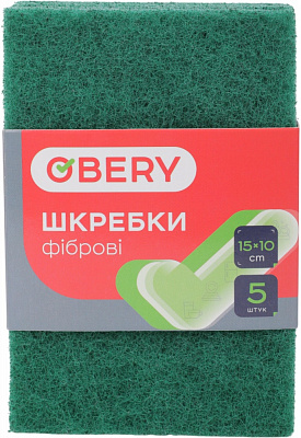 Шкребок для посуду OBERY фібровий 10x15 см 5 шт.