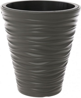 Горшок пластиковый Prosperplast Sand 2 в 1 круглый 37л серый (79618-405) 
