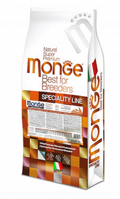 Корм сухой для взрослых собак с особыми потребностями для всех пород Monge Dog Breeder утка и рис 15 кг