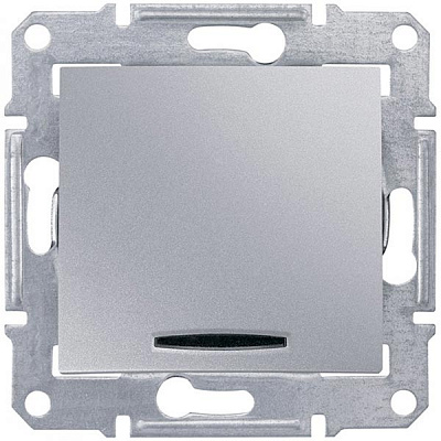 Выключатель одноклавишный Schneider Electric Sedna с подсветкой 10 А 250В IP20 алюминий