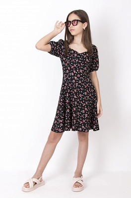 Платье Mevis 01 р.158 черный с принтом 