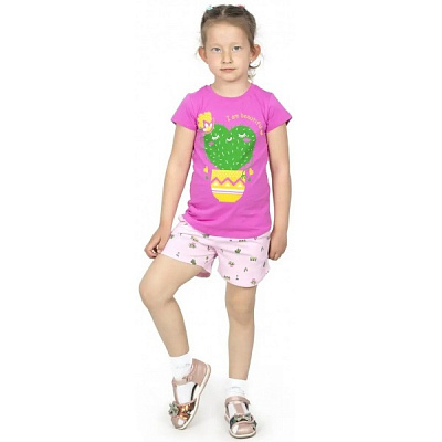 Комплект для девочек Roksana №0033/16085 Cacti р.104–110 розовый с принтом №0033/16085 
