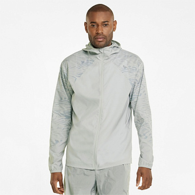 Вітрівка Puma RUN GRAPHIC HOODED JACKET M 52140519 р.S сірий