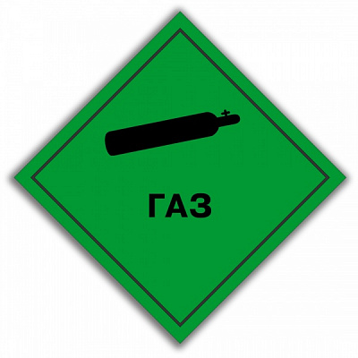 Наклейка Знак опасности класса 2 Газ 250 мм
