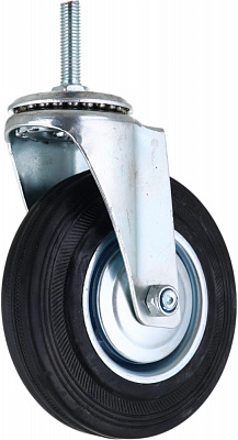 Колесо d125 мм гумове поворотне з різьбовим штирем M10