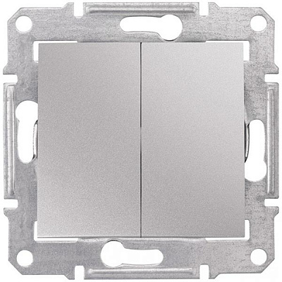 Вимикач двоклавішний Schneider Electric Sedna без підсвітки 10 А 250В IP20 алюміній