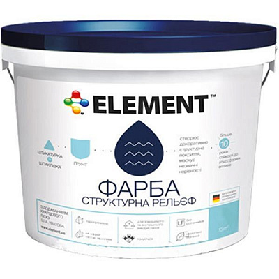 Фарба структурна акрилова Element Рельєф мат білий 15кг