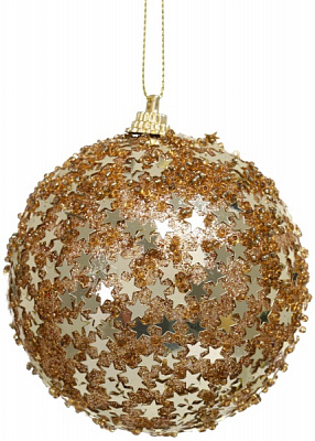 Елочная игрушка в форме шара золота 8 см 
