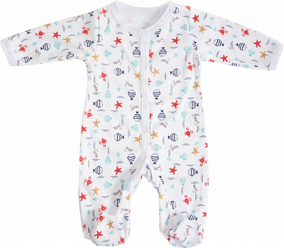 Комбинезон ясельный унисекс GABBI KB-23-1 рыбки р.80 белый с рисунком 13638 