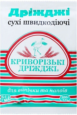 Дрожжи хлебопекарные сухие быстродействующие 100г ТМ Криворожские 4820074790234