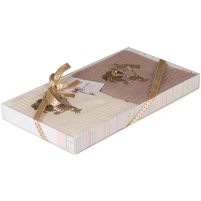 Набір рушників Karna Woldi бежевий/молочний 2 шт