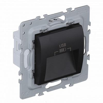 Розетка двойная с заземлением Efapel Latina IP20 черный матовый 4738412 SPM