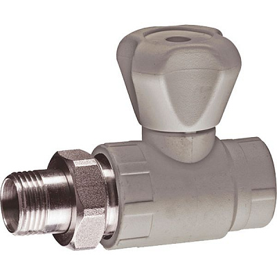 Кран радиаторный наружная KAS Кран полипропиленовый для подключения радиатора, прямой, d 25х3/4