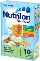 Каша молочна Nutrilon від 10 місяців 4 злаки з рисовими кульками 5900852021220 225 г 
