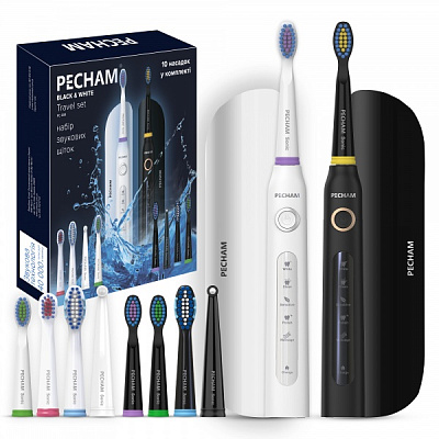 Электрическая зубная щетка Pecham Black and White Travel Set (0009119080224)
