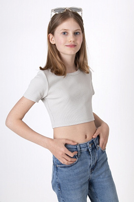 Кроп-топ для девочек Mevis р.128 серый 4605-12 