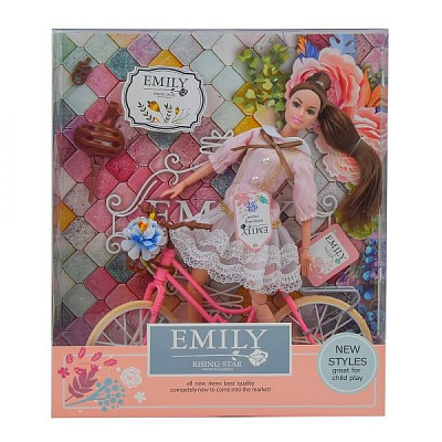 Кукла Shantou Emily QJ077 с велосипедом и аксессуарами