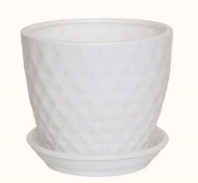 Горшок керамический Ориана-Запорожкерамика Ромб №1 глянец фигурный 3 л белый 