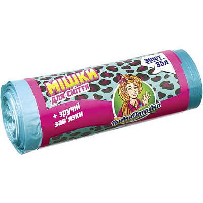 Мешки для мусора с затяжками Гривня Петрівна (2250707164019) 35 л 30 шт. (2250707164019)