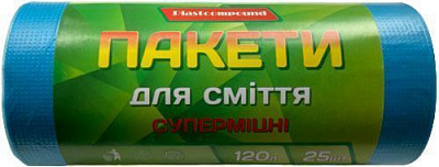 Мешки для бытового мусора Plastcompound голубые стандартные 120 л 25 шт.