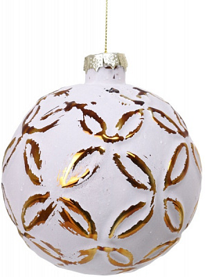 Ялинкова іграшка у формі кулі забілена скляна 10 см 10 мм білий ABT316440