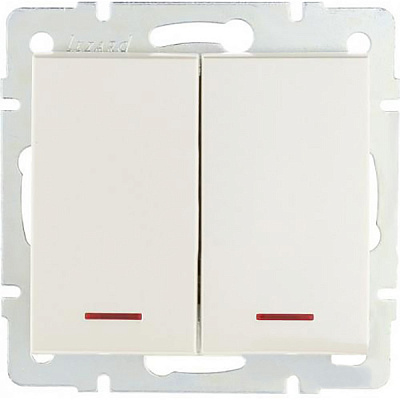 Выключатель двухклавишный Lezard Rain с подсветкой 10 А 250В жемчужно-белый 703-3088-112