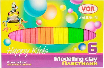 Пластилін 6 неонових кольорів 100 г 26006-N VGR