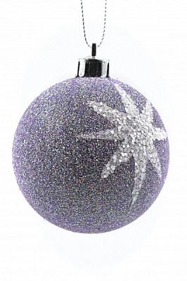 Куля новорічна Зірки 80 мм білий 7657