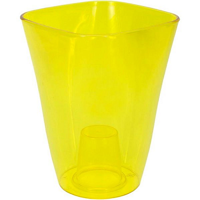 Кашпо пластикове Lamela Флора квадратний 2,7л жовтий (378)