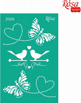 Трафарет багаторазовий самоклейкий Закохані серця №2006 GPТ50045975 130х200 мм Rosa Talent