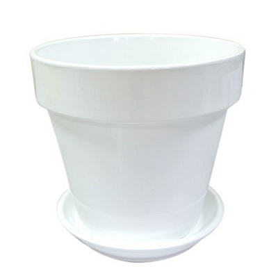 Горщик керамічний Оріана-Запоріжкераміка Обруч №2 круглий 2,6л білий глянець