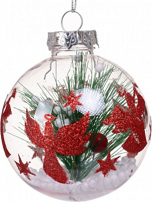 Декоративна підвіска Куля з декором 8x10 см прозорий NY21053