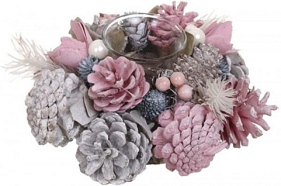 Декорація новорічна Підсвічник на 1 свічку з декором 19 см E581481D