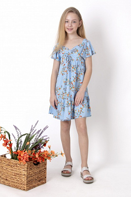 Платье Mevis 2 01 р.116 голубой с рисунком 