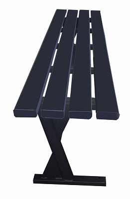 Скамейка без спинки из ПВХ профиля на металлической основе графитово-чорная 1,5 м