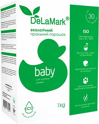 Стиральный порошок для машинной и ручной стирки DeLaMark экологичный для детских вещей 1 кг