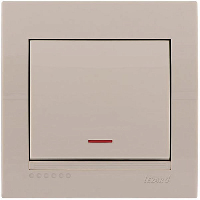 Вимикач одноклавішний Lezard Deriy з підсвіткою 10 А 250В IP20 кремовий