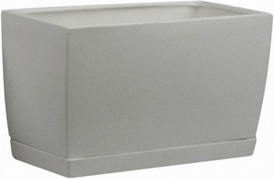 Горщик керамічний Larsan з піддоном вискоий прямокутний 6 л білий