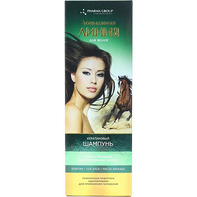 Шампунь Pharma Group Кінська лінія Кератиновий реконструкція пошкодженого волосся 200 мл