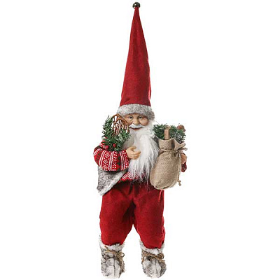 Фигура Дед Мороз Лесной сидячий красный 45 см