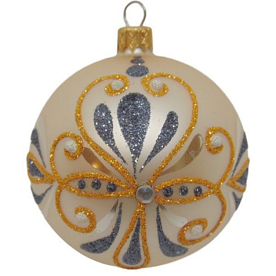 Куля новорічна d80 беж./фіолет.9590/705515