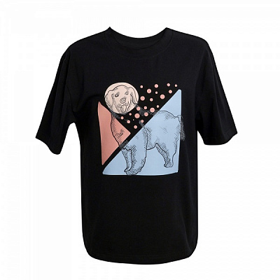 Футболка для девочек/для мальчиков WP Merchandise Собачка р.128 черный FWPKIDTSDG23BK128 