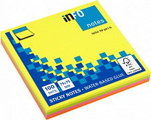 Блоки паперові самоклейкі з липким шаром Notes 75x75x100 Rainbow neon INFO