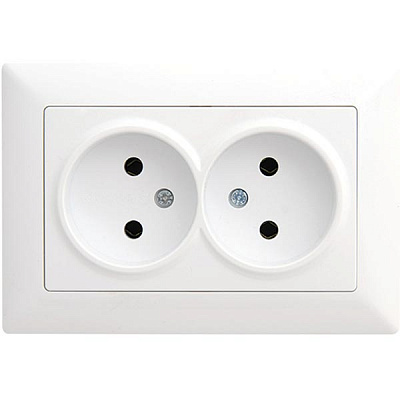 Розетка двойная без заземления Gunsan Visage без шторок белый